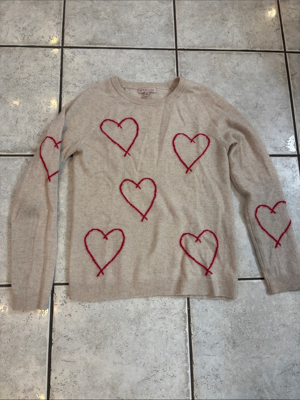 Philosophy Cashmere Sweater with Red Heart Motif